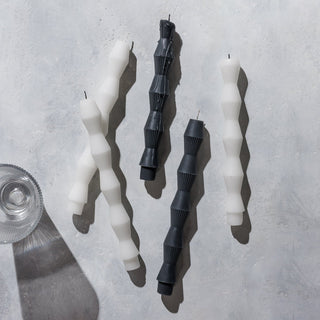 Geometric Pillar Candle | Charcoal | Set of 2