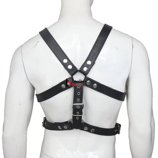 Double Folded Real Cowhide Leather Harness for Men Chest Harness Shoulder Harness Men Fetish Wear - MENAGERIE Intimates MENS Lingerie