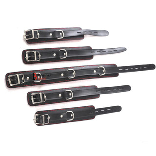 9 Piece Bondage Kit | Black Red Soft Padded Leather