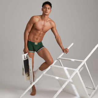 Men’s Cotton Boxer Briefs – Solid Color Streetwear Style