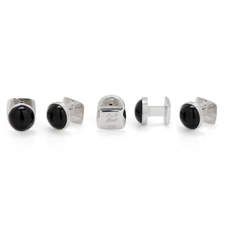 Black Onyx and Sterling Silver Button Studs - MENAGERIE Intimates MENS Lingerie