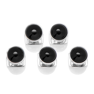 Black Onyx and Sterling Silver Button Studs - MENAGERIE Intimates MENS Lingerie