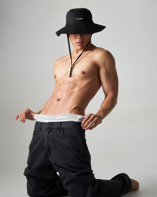 Statement Wide Brim Bucket Hat - Black - MENAGERIE Intimates MENS Lingerie