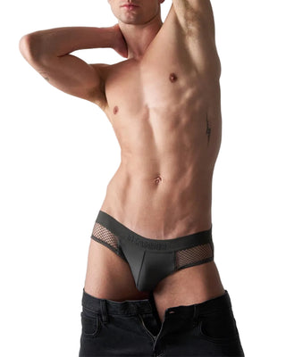 Edge Net Jock+Thong | Gunmetal - MENAGERIE Intimates MENS Lingerie