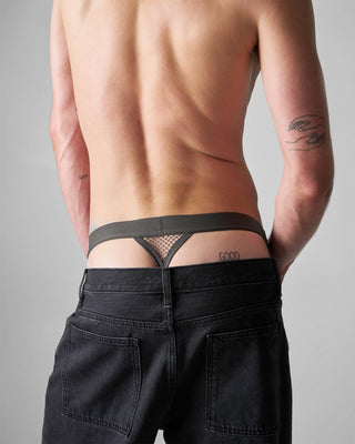 Edge Net Jock+Thong | Gunmetal - MENAGERIE Intimates MENS Lingerie