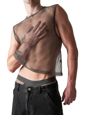 Edge Net Muscle Tank | Gunmetal - MENAGERIE Intimates MENS Lingerie