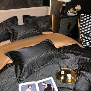 Talia Black Gold Cotton Satin Bedding Set | 3CARATS - MENAGERIE Intimates MENS Lingerie