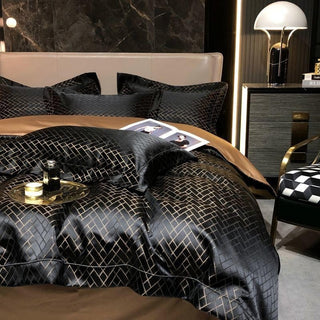 Talia Black Gold Cotton Satin Bedding Set | 3CARATS - MENAGERIE Intimates MENS Lingerie