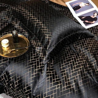Talia Black Gold Cotton Satin Bedding Set | 3CARATS - MENAGERIE Intimates MENS Lingerie