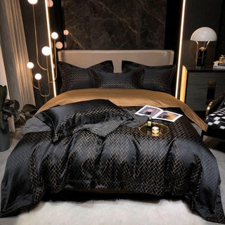 Talia Black Gold Cotton Satin Bedding Set | 3CARATS - MENAGERIE Intimates MENS Lingerie