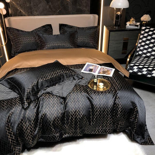 Talia Black Gold Cotton Satin Bedding Set | 3CARATS - MENAGERIE Intimates MENS Lingerie