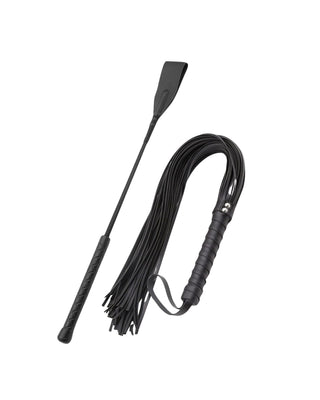 TwoTongues BDSM Starter Kit with 18 Inch Whip and 27 Inch Flogger