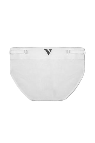 White brief with a logo on a white background