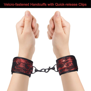 ScarletLace BDSM Hogtie Set, Cuffs & Blindfold