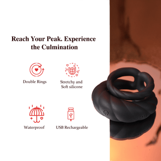 Adult Double Penis Ring Vibrator Cock Ring with 10 Vibration Modes - MENAGERIE Intimates MENS Lingerie