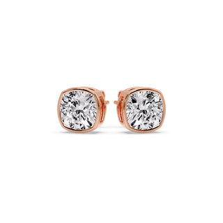 Bezel Set Cushion Diamond Stud Earrings
