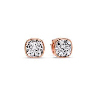 Bezel Set Cushion Diamond Stud Earrings
