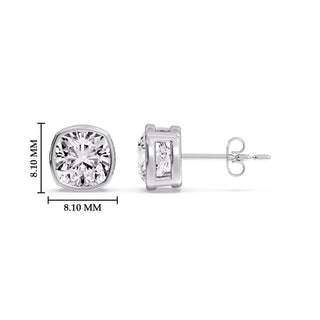 Bezel Set Cushion Diamond Stud Earrings