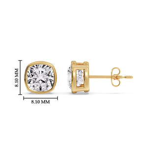 Bezel Set Cushion Diamond Stud Earrings