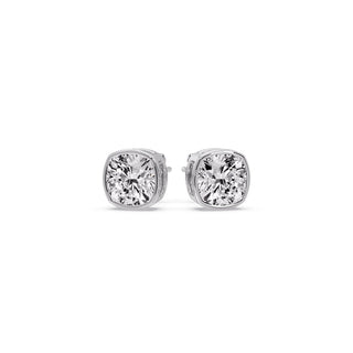 Bezel Set Cushion Diamond Stud Earrings