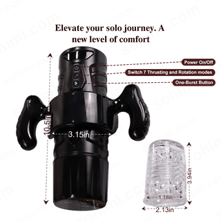 BLACK KNIGHT Automatic Masturbator | Dual Motor Thrust & Rotate - MENAGERIE Intimates MENS Lingerie