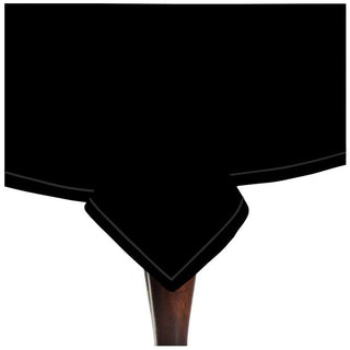 Single Embroidery Border Sateen Cotton Solid Table Cloth - Black
