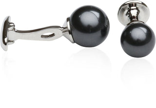 Black Swarovski Pearl Formal Set Cufflinks & Studs - MENAGERIE Intimates MENS Lingerie