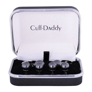 Black Swarovski Pearl Formal Set Cufflinks & Studs - MENAGERIE Intimates MENS Lingerie