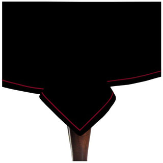 Single Embroidery Border Sateen Cotton Solid Table Cloth - Black
