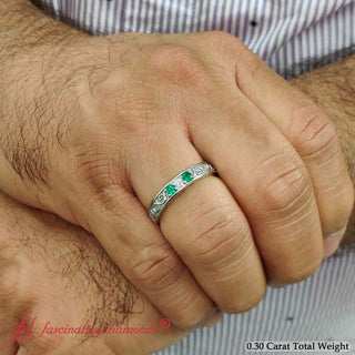 Classic Mens 3 Stone Wedding Band - MENAGERIE Intimates MENS Lingerie