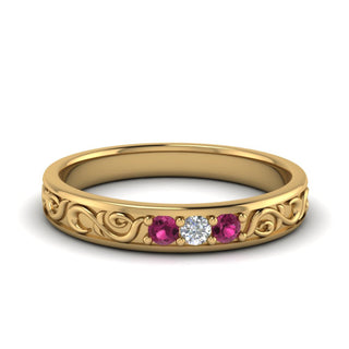 Classic Mens 3 Stone Wedding Band - MENAGERIE Intimates MENS Lingerie