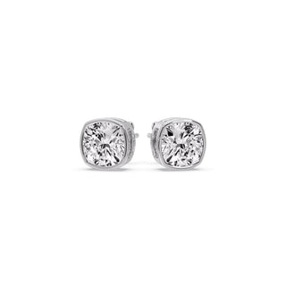 Bezel Set Cushion Diamond Stud Earrings