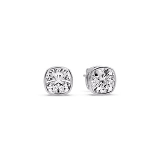 Bezel Set Cushion Diamond Stud Earrings