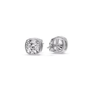 Bezel Set Cushion Diamond Stud Earrings