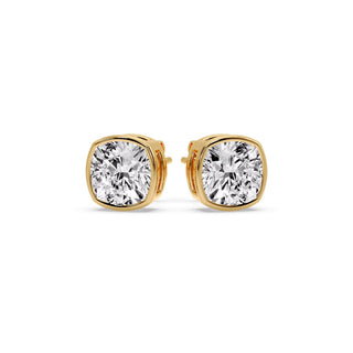 Bezel Set Cushion Diamond Stud Earrings