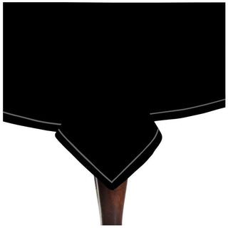 Single Embroidery Border Sateen Cotton Solid Table Cloth - Black