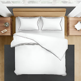 400TC Embroidery Cotton Sateen Solid Duvet Cover Set