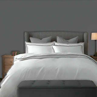 400TC Embroidery Cotton Sateen Solid Duvet Cover Set