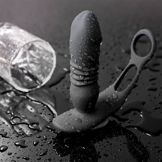 Dual Cock Ring Powerful Thrusting & Vibration Butt Plug