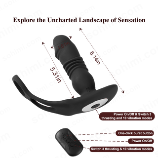 Dual Cock Ring Powerful Thrusting & Vibration Butt Plug