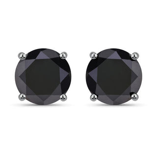 4.25 Carat Genuine Black Diamond 14K White Gold Earrings