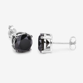 4.25 Carat Genuine Black Diamond 14K White Gold Earrings