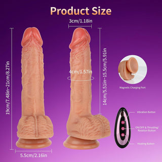 8" Thrusting Heated Dildo Strap-On Set