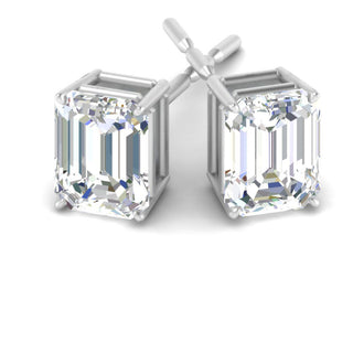 Emerald Cut Diamond Stud Earrings