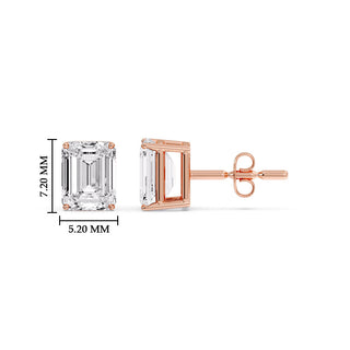 Emerald Cut Diamond Stud Earrings