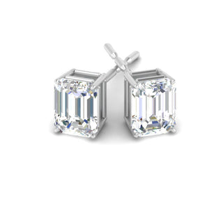 Emerald Cut Diamond Stud Earrings