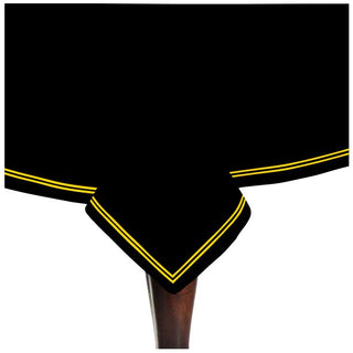 Double Embroidery Border Sateen Cotton Solid Table Cloth - Black