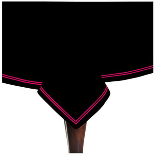 Double Embroidery Border Sateen Cotton Solid Table Cloth - Black