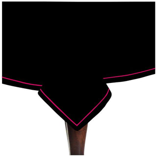Single Embroidery Border Sateen Cotton Solid Table Cloth - Black