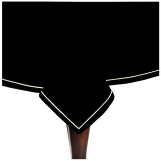 Single Embroidery Border Sateen Cotton Solid Table Cloth - Black